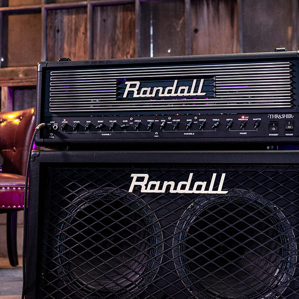 black Randall cabinet and Thrasher Tube Amplifier