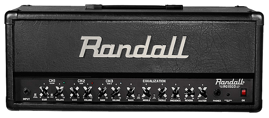 black and silver Randall amplifier head